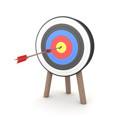 3D Rendering of two arrows hitting the middle of a target