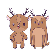 cute group of reindeer animals isolated icon