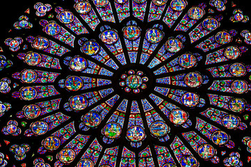 Fototapeta PARIS – FRANCE: The North Rose window at Notre Dame cathedral dates from 1250 and is also 12.9 meters in diameter. Its main theme is the Old Testament. obraz
