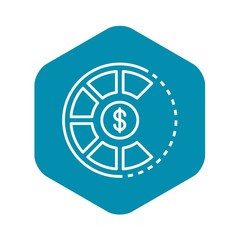 Money pie graph icon. Outline money pie graph vector icon for web design isolated on white background