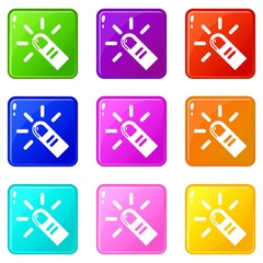 Cursor finger icons set 9 color collection isolated on white for any design