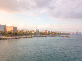 Aerial panorama of downtown promenade in Limassol (Lemesos), Cyprus