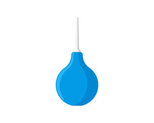 Medical pear rubber blue enema for cleaning intestines and treating diseases of digestive system and cleaning body. Vector illustration