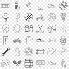 Jumping icons set. Outline style of 36 jumping vector icons for web for any design