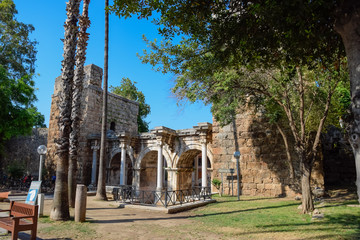 Hadrian's Gate, Antalya landmark. Ancient construction of the Gate of Hadrian