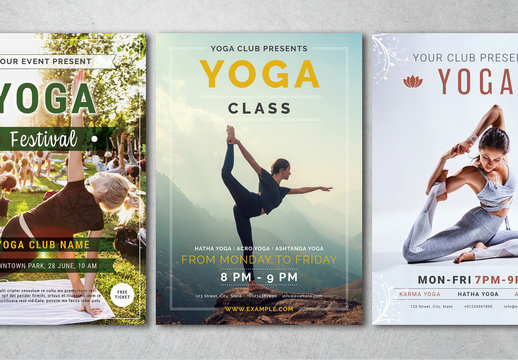 Yoga Flyer Layouts with Photo Placeholders