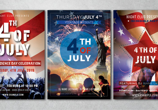 July 4th Flyer Layouts with Photo Placeholders