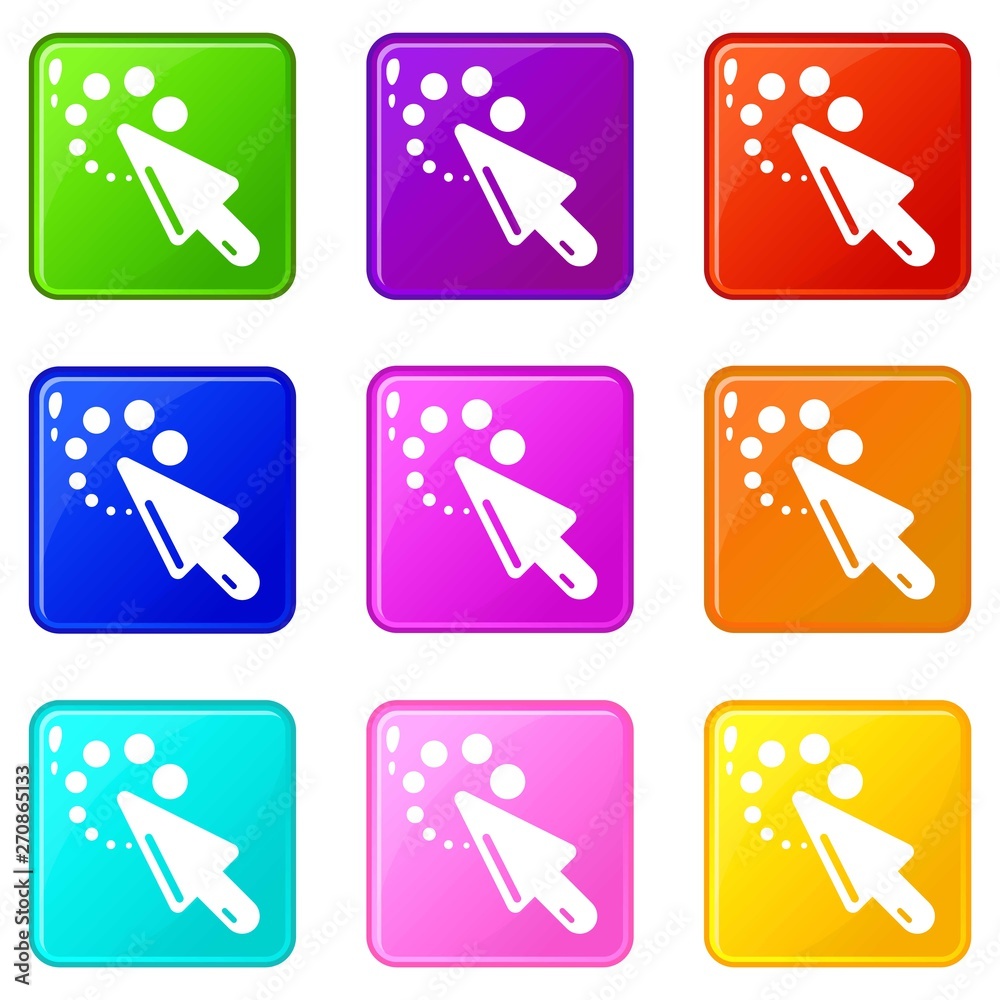 Poster cursor loading icons set 9 color collection isolated on white for any design