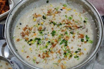 Delicious porridge in a pan