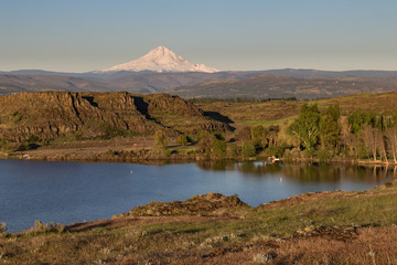 Sunset over Mt. Hood and Horsethief Lake, Columbia Hills State Park, Washington