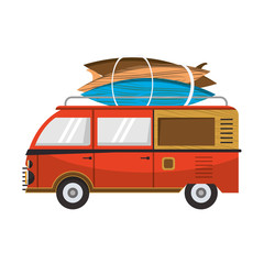Vitnage van with surf tables cartoon