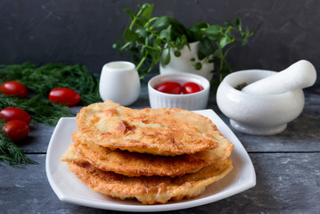 Homemade  fried meat patties. Tatar pasties.
