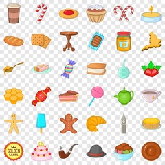 Chocolate icons set. Cartoon style of 36 chocolate vector icons for web for any design