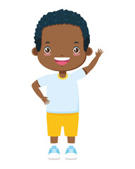 happy boy waving hand