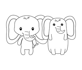 cute elephants animals isolated icon