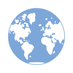 World map vector icon, globe western hemisphere. 