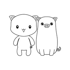 cute pigs animals isolated icon