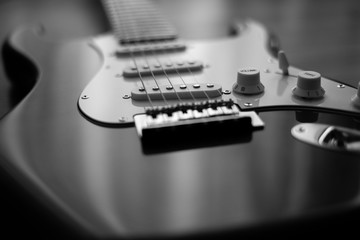 Fototapeta na wymiar Black and White guitar - Musical instrument