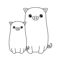 cute pigs animals isolated icon