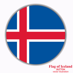 Obraz premium Bright button with flag of Iceland. Happy Iceland day button. Button with flag. Vector illustration.