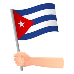 Cuba flag in hand