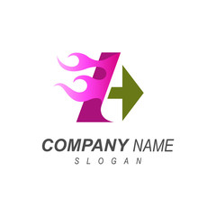 logo letter a + speed logo with initials a + delivery icon, fire icon