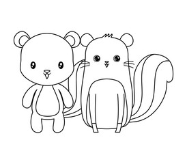 cute chipmunks animals vector illustration design