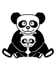 mama panda kind baby papa bär asiatisch bambus fresser süß niedlich sitzend comic cartoon clipart design cool klein bärchen