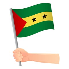 Sao Tome and Principe flag in hand
