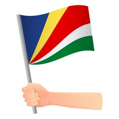 Seychelles flag in hand