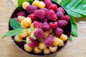 Yellow and red raspberries