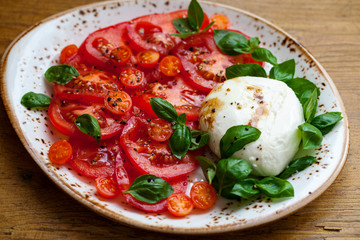 mozzarella with tomatoes and basil