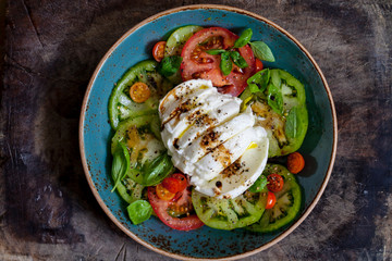 Green tomatoes and buffalo mozzarella