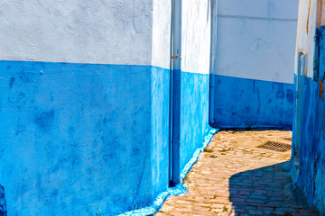 Blue and White Street in the Kasbah des Oudaias in Rabat Morocco