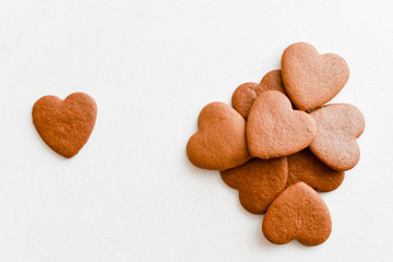 Chocolate hearts. on white background hearts. love for the towers