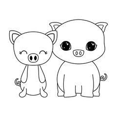 cute pigs animals isolated icon