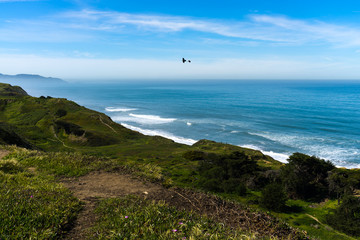 Fototapeta na wymiar overlooking the Pacific Ocean at Thornton State Beach, Daley City - San Francisco Bay Area, California