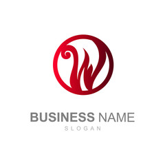 the logo of the letter w and the circle with a simple and modern look, the logo is ready to use