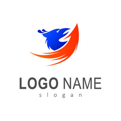 Fototapeta premium the bird's logo and wings are expanding, eagle logo with swoosh design illustration