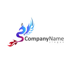 Phoenix logo and S letter with a simple look, snake icon ,the logo is ready for use