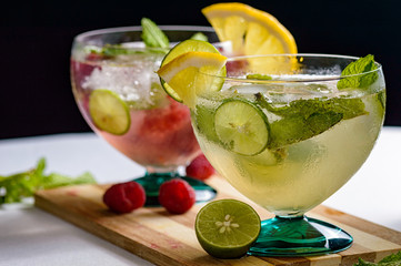 Summer fruit cocktail drinks