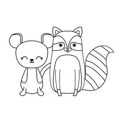 cute mouse with raccoon animals isolated icon