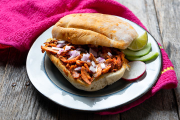 Mexican food: pork sandwich also known as 