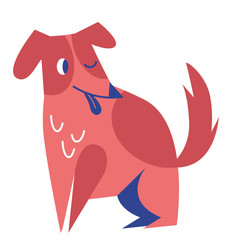 Red dog geometric illustration isolated on white