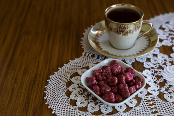 colorful sugars,almonds and candies in the plate for Muslim Ramadan feast