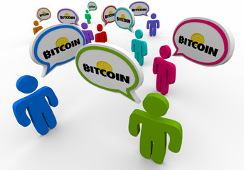 Bitcoin Cryptocurrency Digital Money Network People Talking Speech Bubbles 3d Illustration