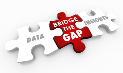 Data Insights Intelligence Bridge Gap Puzzle Pieces Words 3d Illustration