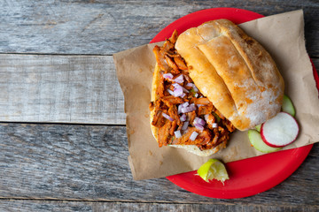 Mexican food: pork sandwich also known as 