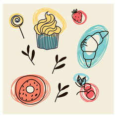 Food pattern hand drawn illustration isolated on background