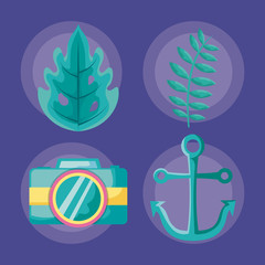 summer holiday vacation set icons